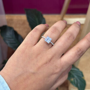 Princess Cut CZ Ring With Rose Finish Band