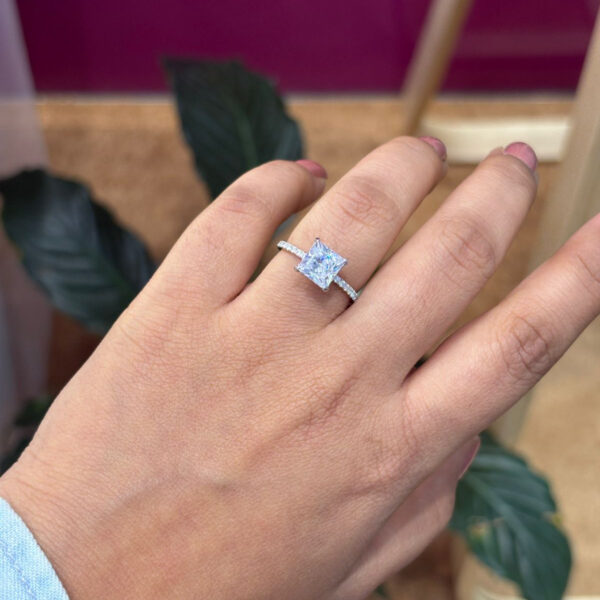 Princess Cut CZ Ring With Rose Finish Band