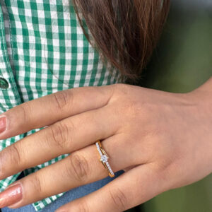 Whisper Of Gold Solitaire Silver Ring