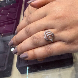 Radiant Silver Circles With CZ Ring