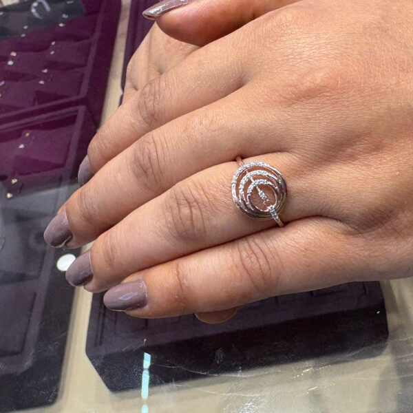 Radiant Silver Circles With CZ Ring