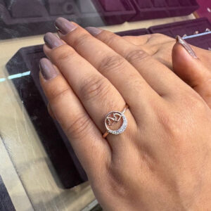 Romantic Heart Design Silver CZ Ring