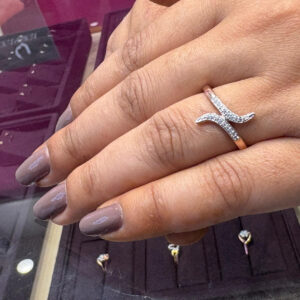 Trendy S-Shaped CZ Ring Rose Gold Finish For Women