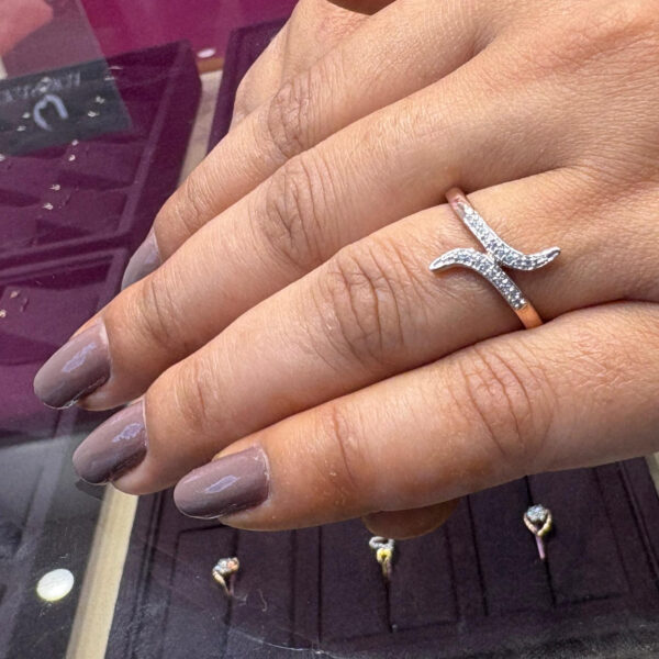 Trendy S-Shaped CZ Ring Rose Gold Finish For Women