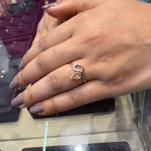 Leaf Flame Shape CZ Ring