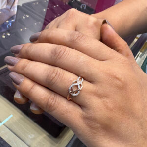 Twisted Knot Silver Ring In Rose Gold