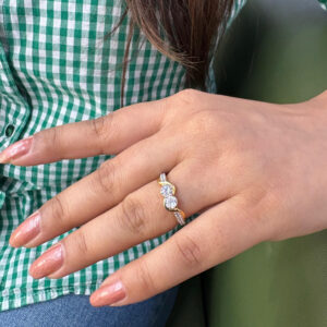 Elegant Silver Ring With Sparkling Twin Stone