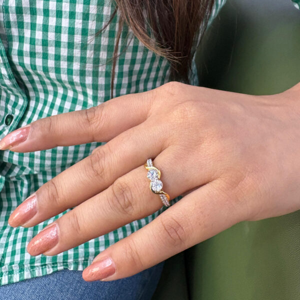 Elegant Silver Ring With Sparkling Twin Stone