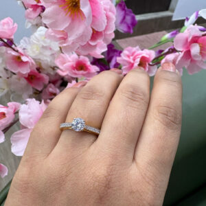 Classy CZ Ring For Her In Gold Finish Silver Design