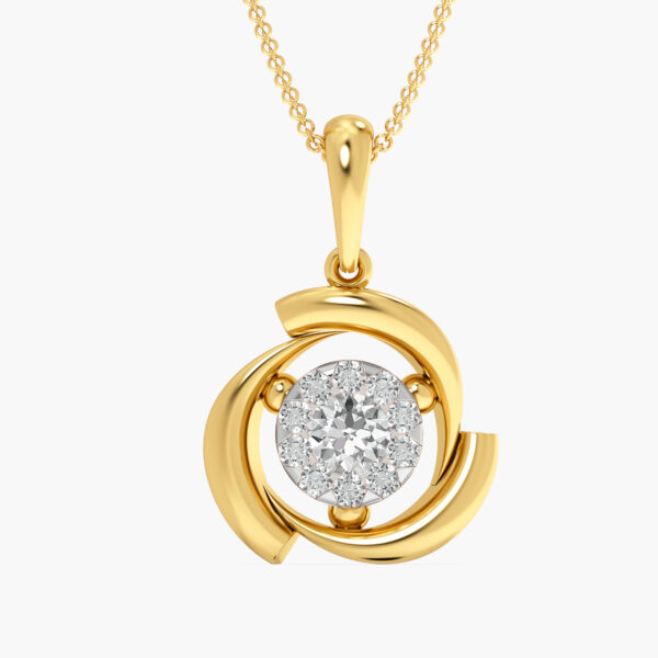 Solitaire Swirl Diamond Pendant