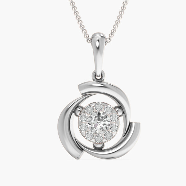 Solitaire Swirl Diamond Pendant