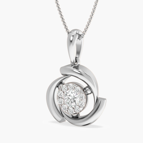Solitaire Swirl Diamond Pendant