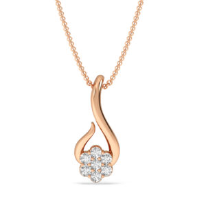 Golden Flame Pendant With Floral Diamonds