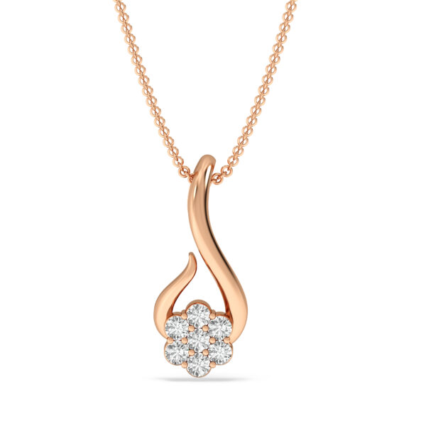 Golden Flame Pendant With Floral Diamonds