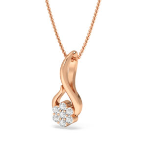 Golden Flame Pendant With Floral Diamonds