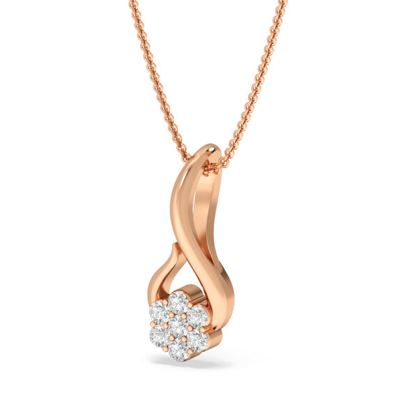 Golden Flame Pendant With Floral Diamonds