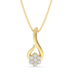 Golden Flame Pendant With Floral Diamonds