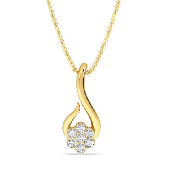 Golden Flame Pendant With Floral Diamonds