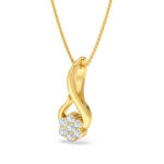 Golden Flame Pendant With Floral Diamonds