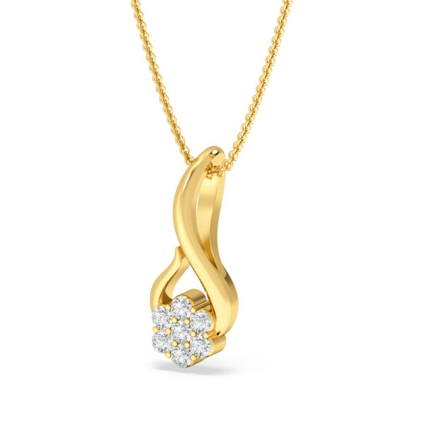 Golden Flame Pendant With Floral Diamonds