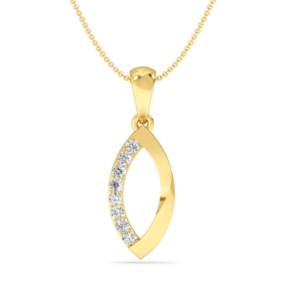 Leaf Shape Diamond Gold Pendant