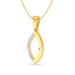 Leaf Shape Diamond Gold Pendant