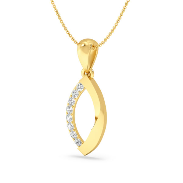 Leaf Shape Diamond Gold Pendant
