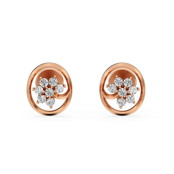 Petal Shine Rose Gold Earrings Diamond Studs