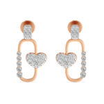 Heart Link Diamond Drop Earrings