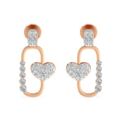 Heart Link Diamond Drop Earrings