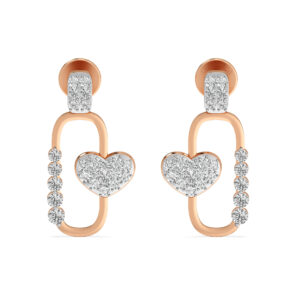 Heart Link Diamond Drop Earrings