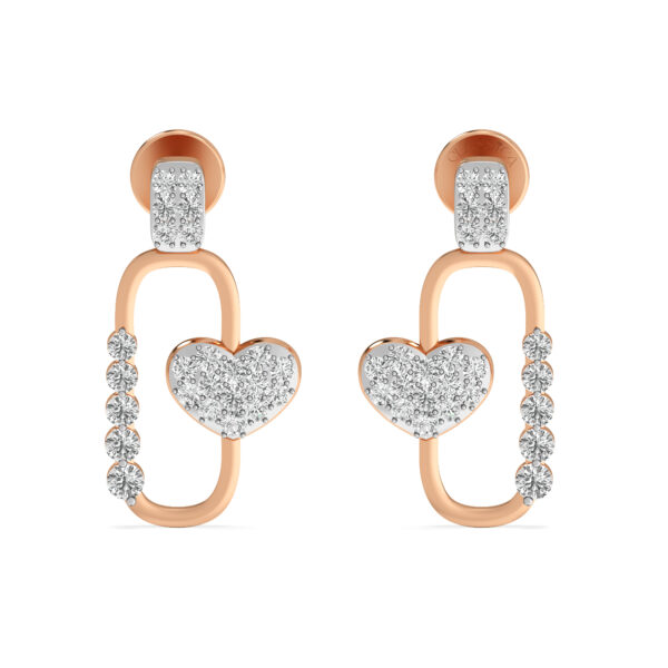 Heart Link Diamond Drop Earrings