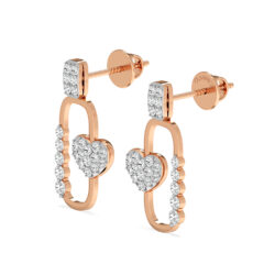 Heart Link Diamond Drop Earrings
