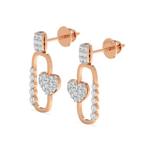 Heart Link Diamond Drop Earrings