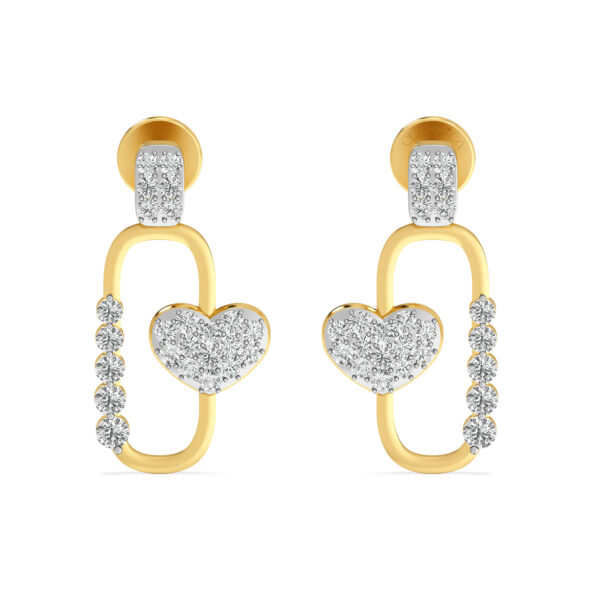 Heart Link Diamond Drop Earrings