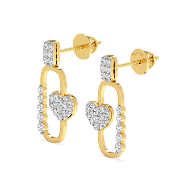 Heart Link Diamond Drop Earrings