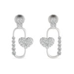 Heart Link Diamond Drop Earrings