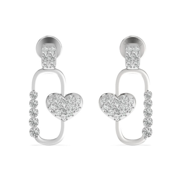 Heart Link Diamond Drop Earrings