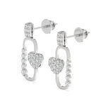 Heart Link Diamond Drop Earrings