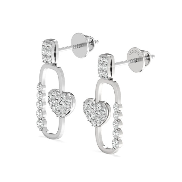Heart Link Diamond Drop Earrings