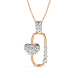 ForeverLinked-Heart And Sparkle Pendant In Warm Gold Diamond
