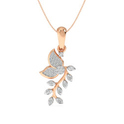 Delicate Leaf Shape Diamond Pendant