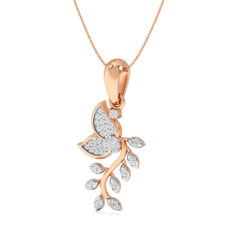 Delicate Leaf Shape Diamond Pendant