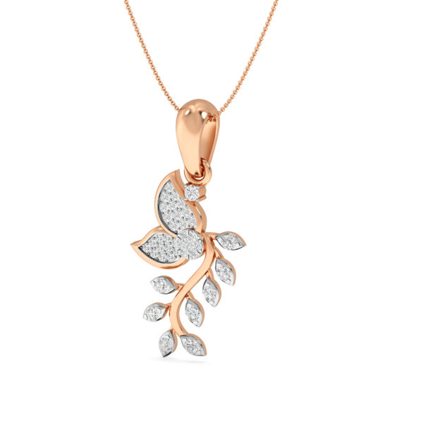 Delicate Leaf Shape Diamond Pendant