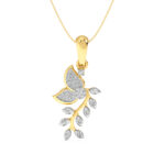 Delicate Leaf Shape Diamond Pendant