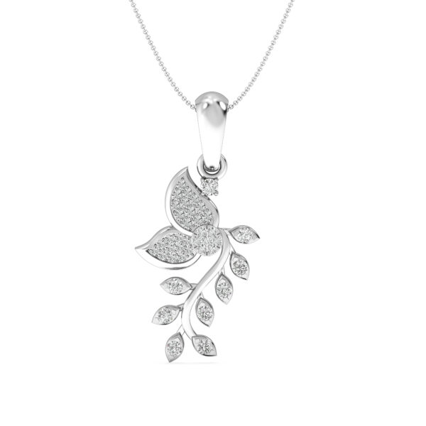 Delicate Leaf Shape Diamond Pendant