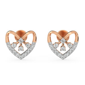 Heart Spark Rose Gold Diamond Earrings
