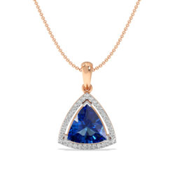 Stylish Blue Gem With Diamond Pendant