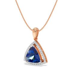 Stylish Blue Gem With Diamond Pendant