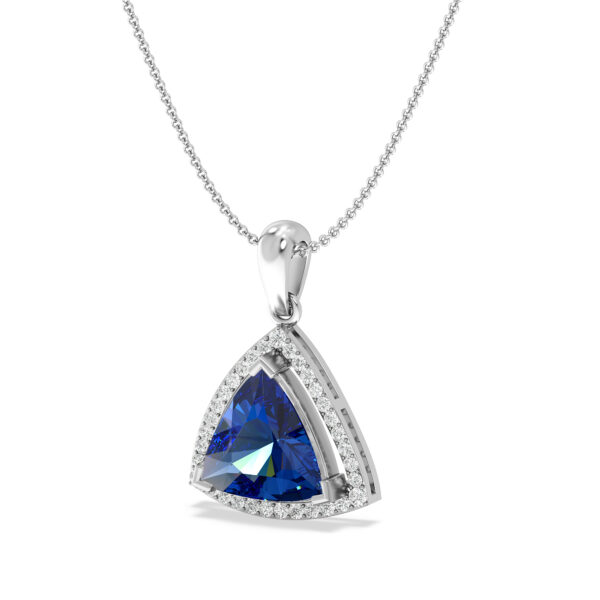 Stylish Blue Gem With Diamond Pendant